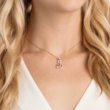 Swan pendant - Swan - Pink - Rose gold-tone plated 5473024