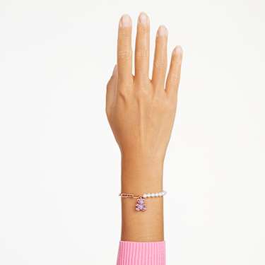 Teddy bracelet - Crystal pearl - Bear - Pink - Rose gold-tone plated 5669169