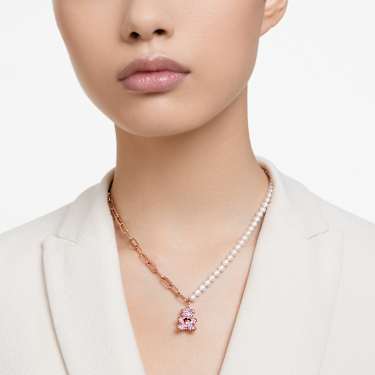 Teddy pendant - Crystal pearl - Bear - Pink - Rose gold-tone plated 5669166