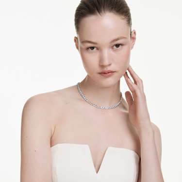 Una Angelic necklace - Round cut - Blue - Rhodium plated 5733402