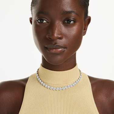 Una Angelic necklace - Round cut - Medium - White - Rhodium plated 5117703