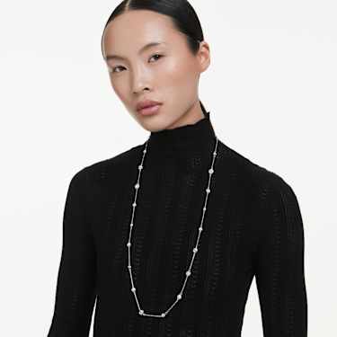 Una Angelic strandage - Round cut - White - Rhodium plated 5733197