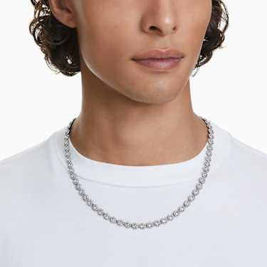 Una Angelic Tennis necklace - Round cut - Long - White - Ruthenium plated 5681057