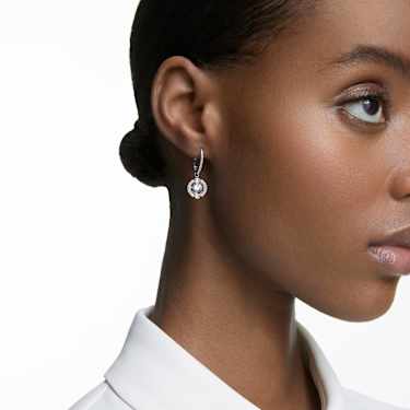 Una drop earrings - Round cut - White - Rhodium plated 5504652