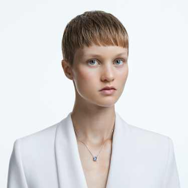 Una necklace - Octagon cut - Blue - Rhodium plated 5614926