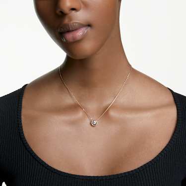 Una necklace - Round cut - White - Rose gold-tone plated 5272364