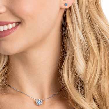 Una set - Round cut - Blue - Rhodium plated 5480485