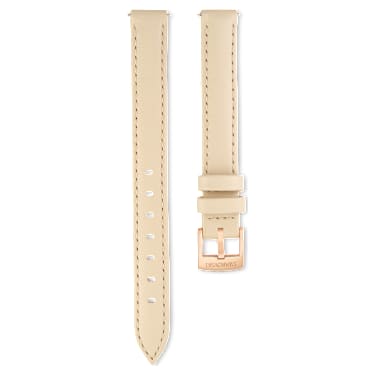 Watch strap - 12 mm (0.47') width - Leather - Beige - Rose gold-tone finish 5686988