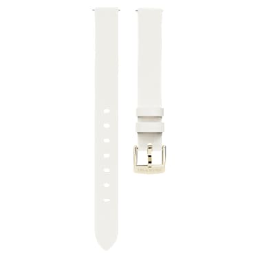 Watch strap - 12 mm (0.47') width - Leather - White - Champagne gold-tone finish 5723413