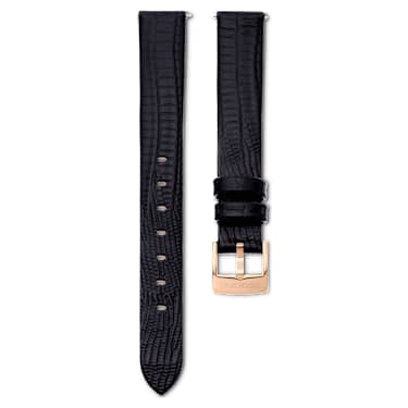 Watch strap - 13 mm (0.51') width - Leather - Black - Rose gold-tone finish 5674160