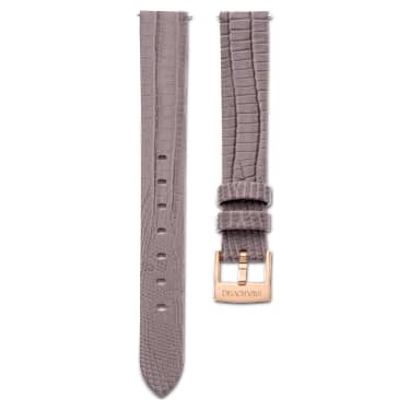 Watch strap - 13 mm (0.51') width - Leather - Gray - Rose gold-tone finish 5674151