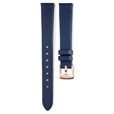 Watch strap - 14 mm (0.55') width - Leather - Blue - Rose gold-tone finish 5674146