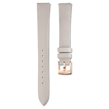 Watch strap - 14 mm (0.55') width - Leather - Gray - Rose gold-tone finish 5674148