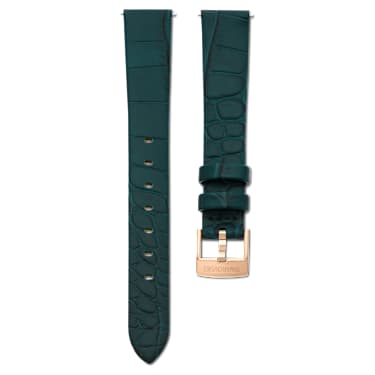 Watch strap - 14 mm (0.55') width - Leather - Green - Rose gold-tone finish 5674154