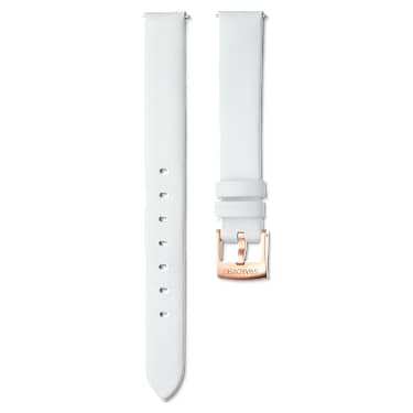 Watch strap - 14 mm (0.55') width - Leather - White - Rose gold-tone finish 5674158