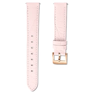 Watch strap - 15 mm (0.59') width - Leather with stitching - Pink - Rose gold-tone finish 5674159