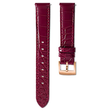 Watch strap - 15 mm (0.59') width - Leather with stitching - Red - Rose gold-tone finish 5674150