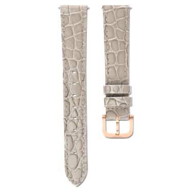 Watch strap - 16 mm (0.63') width - Leather with stitching - Beige - Rose gold-tone finish 5680993