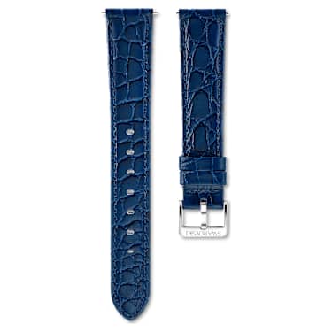 Watch strap - 16 mm (0.63') width - Leather with stitching - Blue - Stainless Steel 5698093