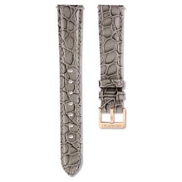 Watch strap - 16 mm (0.63') width - Leather with stitching - Gray 5687028