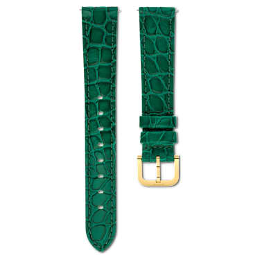 Watch strap - 16 mm (0.63') width - Leather with stitching - Green - Gold-tone finish 5680906