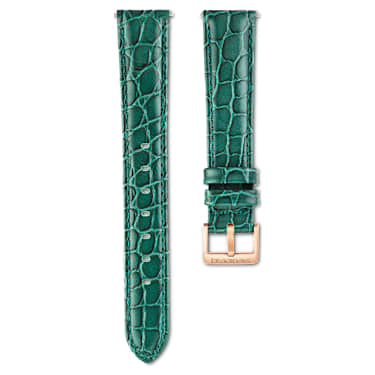 Watch strap - 16 mm (0.63') width - Leather with stitching - Green 5687023
