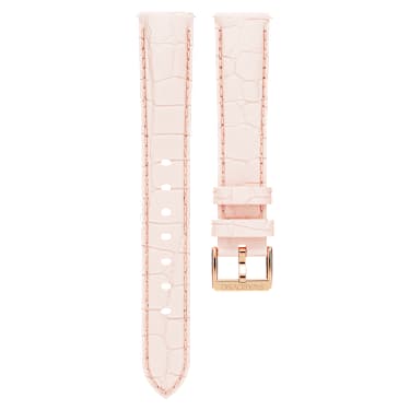 Watch strap - 16 mm (0.63') width - Leather with stitching - Pink - Rose gold-tone finish 5723415