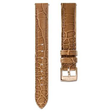 Watch strap - 17 mm (0.67') width - Leather with stitching - Brown - Rose gold-tone finish 5674173