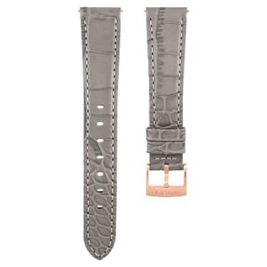 Watch strap - 17 mm (0.67') width - Leather with stitching - Gray - Rose gold-tone finish 5674193