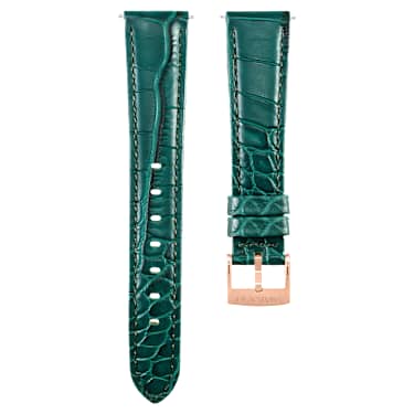 Watch strap - 17 mm (0.67') width - Leather with stitching - Green - Rose gold-tone finish 5674194