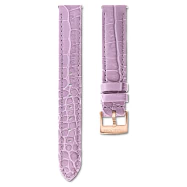 Watch strap - 17 mm (0.67') width - Leather with stitching - Purple - Rose gold-tone finish 5674149