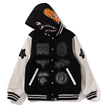 A BATHING APE® Shark Hooded Varsity Jacket - Image 5